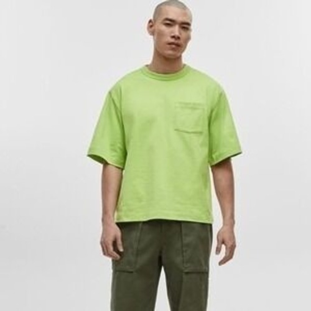 Mode of One Mens Acid Green Relaxed Pocket T-Shirt XXL NEW 100187075MN